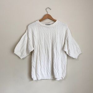Oversized Vintage Liz Baker Essentials Ivory Textured Knit Top